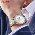 2020 Top marque de luxe OLEVS hommes montre-bracelet d&#39;affaires hommes diamant or acier alliage horloge analogique Quartz montre Montre Homme hommes